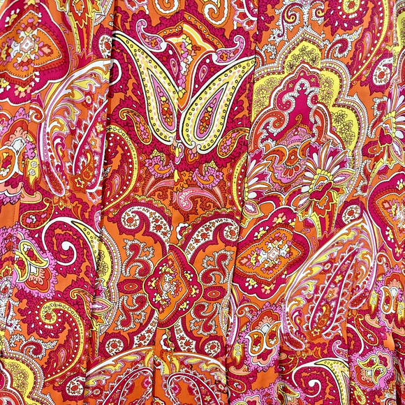 Vintage Talbots Silk Maxi Skirt Size 10 Pink Orange Yellow Paisley Lined Luxury - Picture 3 of 8